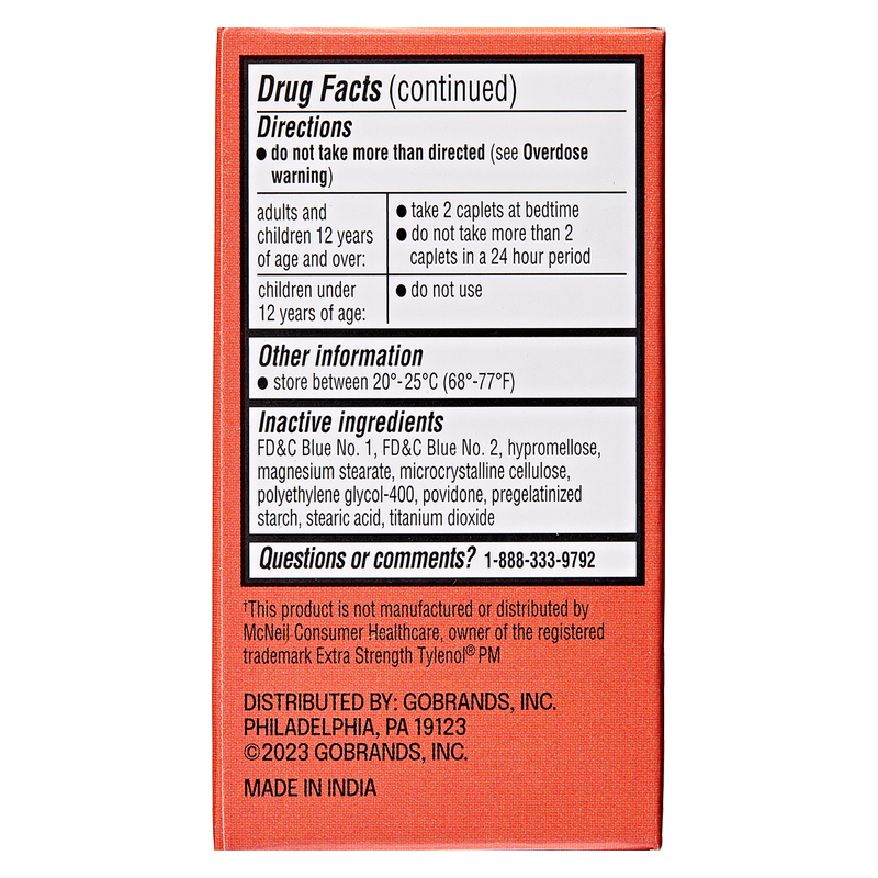 Goodnow PM Extra Strength Sleep Aid & Pain Reliever Acetaminophen 48 Caplets