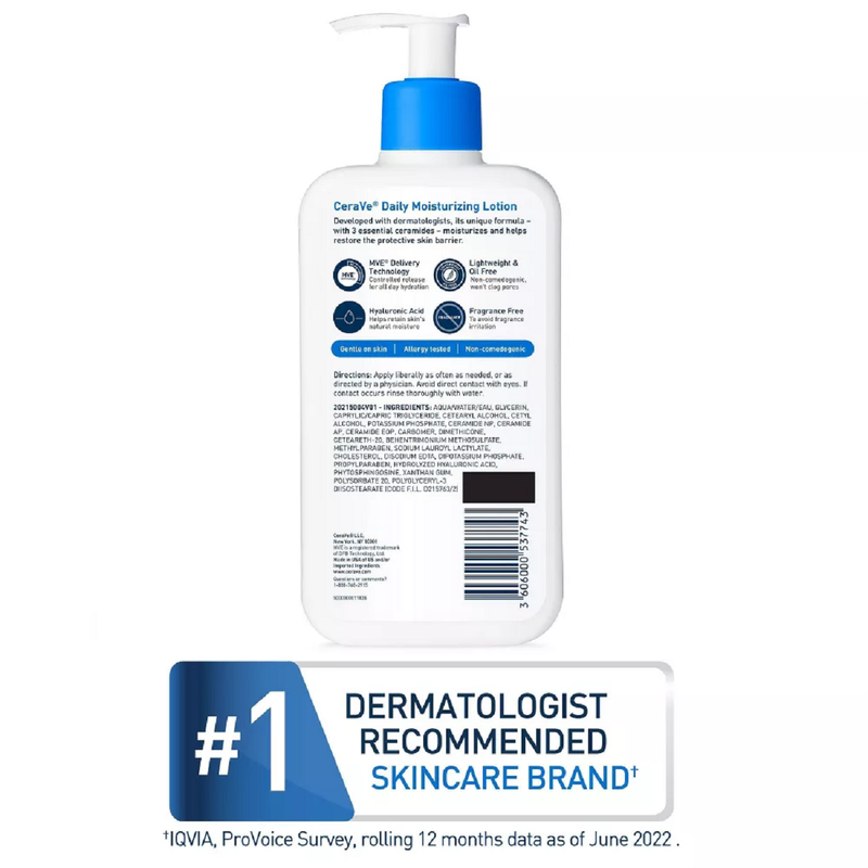 CeraVe Daily Face and Body Moisturizing Lotion for Normal to Dry Skin - Fragrance Free 12oz