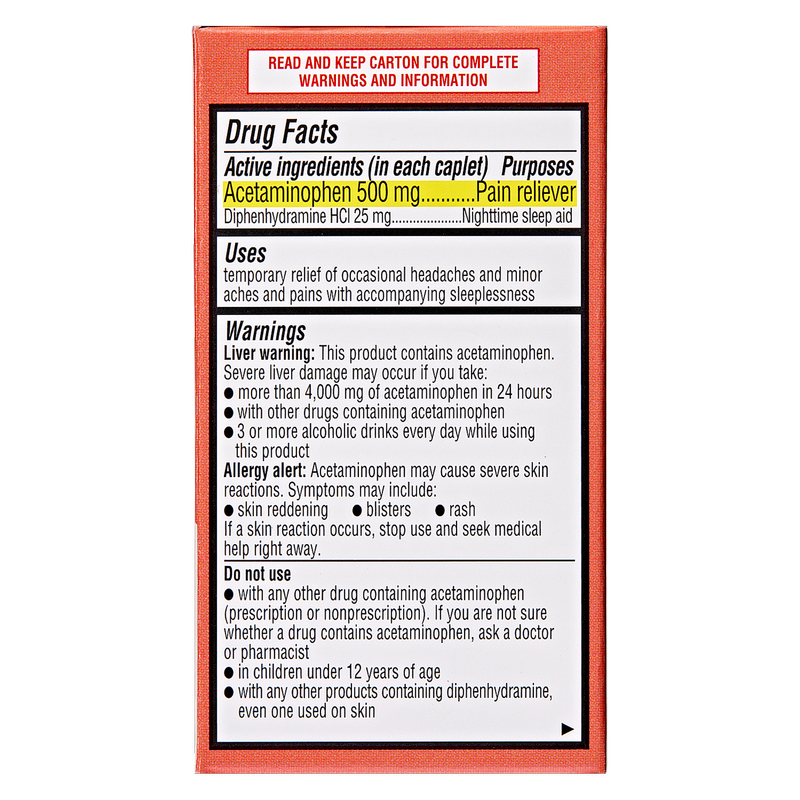 Goodnow PM Extra Strength Sleep Aid & Pain Reliever Acetaminophen 48 Caplets
