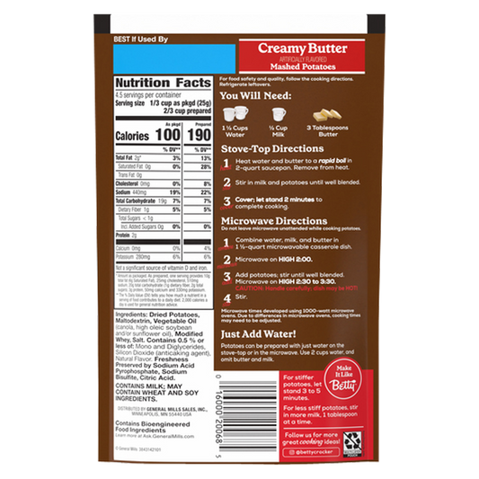 Betty Crocker Creamy Butter Mashed Potatoes 4oz